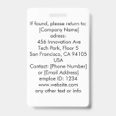Blue Custom Business Logo Medewerker Foto Badge (Achterkant)