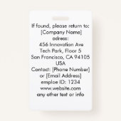 Blue Custom Business Logo Medewerker Foto Badge (Achterkant)