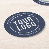Blue Custom Business Logo Promotional Ronde Kartonnen Onderzetter (Gebogen)
