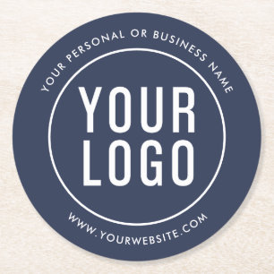 Blue Custom Business Logo Promotional Ronde Kartonnen Onderzetter
