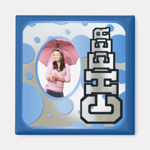 Blue Custom Cheerleader Photo Magnet