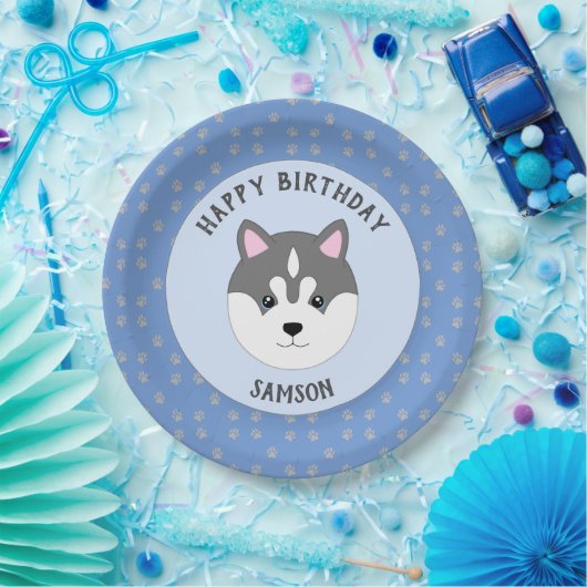 Blue Custom Dog Birthday Papieren Bordje (Feest)