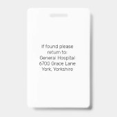 Blue Custom Employee Nurse Doctor ID Foto Badge (Back)