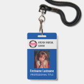 Blue Custom Employee Photo Logo Name Badge (Voorzijde met lanyard)