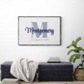 Blue Custom Familienaam Poster Trouwcadeau Idee