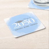 Blue Custom Graduation Party Modern Kartonnen Onderzetters (Schuin)