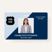 Blue Custom Logo Vastgoed Realtor Naam Badge (Voorkant)