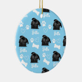 Blue Custom Love Paw Print Hondenliefhebber Pet Fo Keramisch Ornament (Rechts)