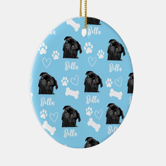 Blue Custom Love Paw Print Hondenliefhebber Pet Fo Keramisch Ornament (Rechts)
