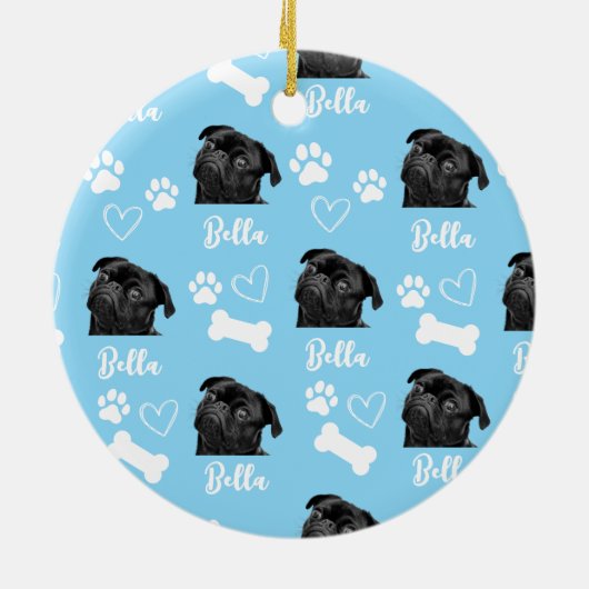 Blue Custom Love Paw Print Hondenliefhebber Pet Fo Keramisch Ornament (Achterkant)