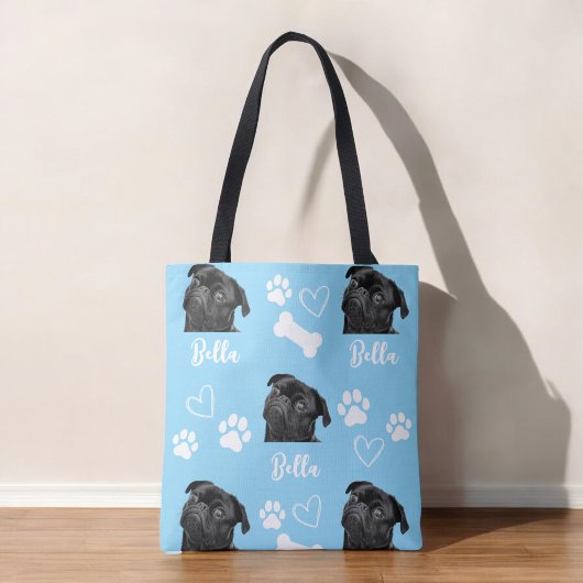 Blue Custom Love Paw Print Hondenliefhebber Pet Fo Tote Bag