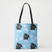Blue Custom Love Paw Print Hondenliefhebber Pet Fo Tote Bag (Voorkant)