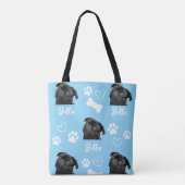Blue Custom Love Paw Print Hondenliefhebber Pet Fo Tote Bag (Achterkant)