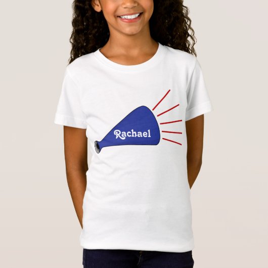 Blue Custom Megaphone Cheerleader T-shirt (Voorkant)