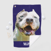 Blue Custom Monogram Dog Photo Personalized Golfhanddoek (Insitu)