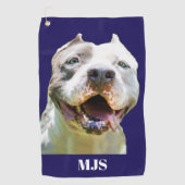 Blue Custom Monogram Dog Photo Personalized Golfhanddoek (Voorkant)