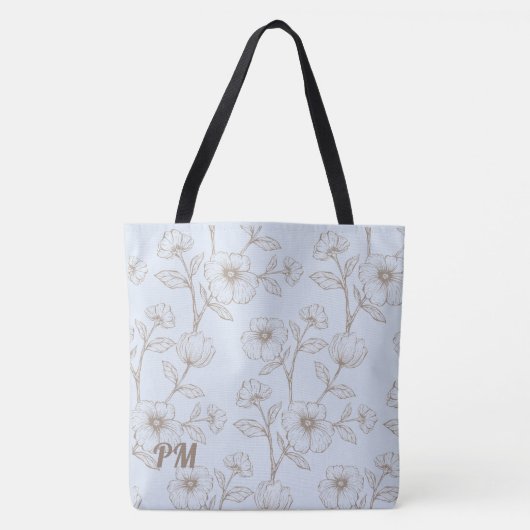 Blue Custom Monogram  Tote Bag (Voorkant)