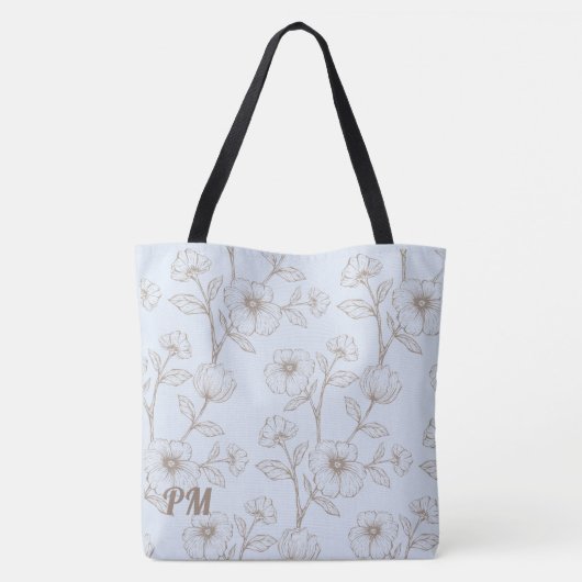 Blue Custom Monogram  Tote Bag (Achterkant)