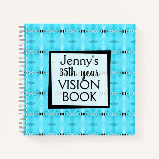 Blue Custom Name Birthday Vision Book Notitieboek (Voorkant)