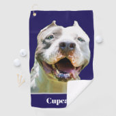 Blue Custom Name Dog Photo Personalized Golfhanddoek (Insitu)