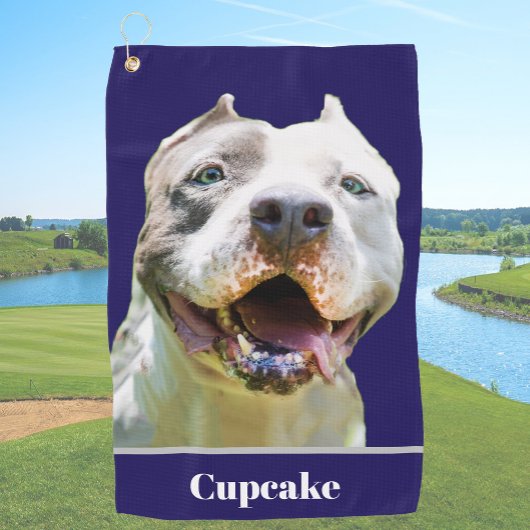 Blue Custom Name Dog Photo Personalized Golfhanddoek