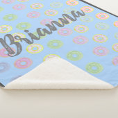 Blue Custom Name Donut Sherpa Blanket Deken (3/4)