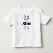 Blue Custom Name Easter Bunny Ears Feet Kinder Shirts (Voorkant)