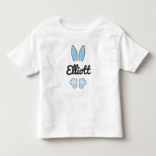 Blue Custom Name Easter Bunny Ears Feet Kinder Shirts (Voorkant)