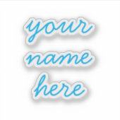 Blue Custom Name Simple Minimal Script Stickers (Voorkant)