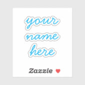 Blue Custom Name Simple Minimal Script Stickers (Vel)