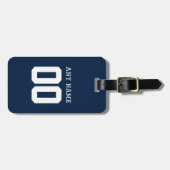 Blue Custom Name & Team Number Football Jersey Bagagelabel (Voorkant horizontaal)