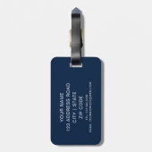 Blue Custom Name & Team Number Football Jersey Bagagelabel (Achterkant verticaal)