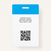 Blue Custom Photo Employee ID Logo QR-code Badge (Achterkant)