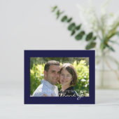 Blue Custom Photo Wedding Dank u Briefkaarten (Staand voorkant)