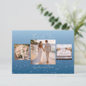 Blue Custom Photo Wedding Thank You Card Flat Bedankkaart (Staand voorkant)