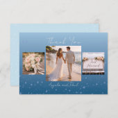 Blue Custom Photo Wedding Thank You Card Flat Bedankkaart (Voorkant / Achterkant)