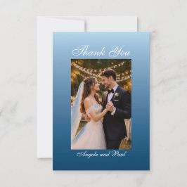 Blue Custom Photo Wedding Thank You Card Flat Bedankkaart