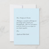 Blue Custom Photo Wedding Thank You Card Flat Bedankkaart (Achterkant)