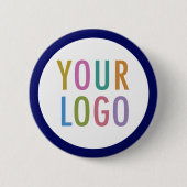 Blue Custom Pin Back Button met Logo Geen Minimum (Voorkant)