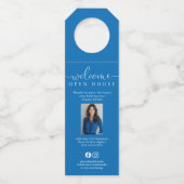 Blue Custom Realtor Open Huis Waterfles Labels (Voorkant)