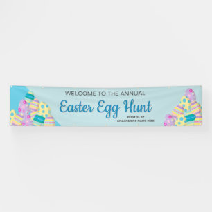Blue Custom Sign Colorful Easter Egg Hunt Spandoek