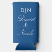 Blue Custom Text Can Cooler Personalized Sleeve (Achterkant)
