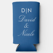 Blue Custom Text Can Cooler Personalized Sleeve (Voorkant)