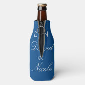 Blue Custom Text Can Cooler Personalized Sleeve (Fles Achterkant)