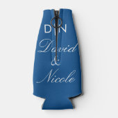 Blue Custom Text Can Cooler Personalized Sleeve (Achterkant)