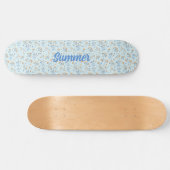Blue Custom Trendy Wildflower Pattern Persoonlijk Skateboard (Horizontaal)
