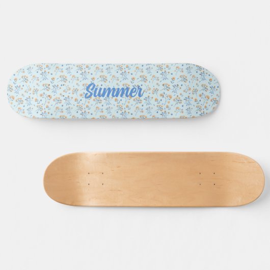 Blue Custom Trendy Wildflower Pattern Persoonlijk Skateboard (Horizontaal)