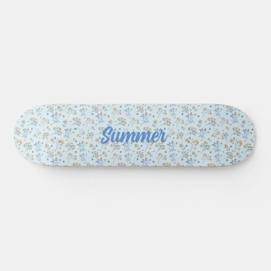 Blue Custom Trendy  Wildflower Pattern Persoonlijk Skateboard (Horizontaal)