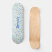 Blue Custom Trendy Wildflower Pattern Persoonlijk Skateboard (Voorkant)