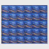 Blue Custom Winter Village Kerstmis Cadeaupapier (Vlak)